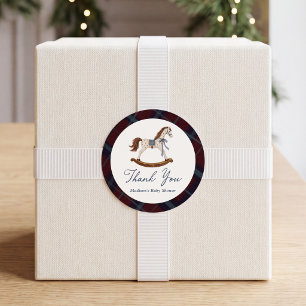 Vintage Rocking Horse Baby Shower Thank You Classic Round Sticker