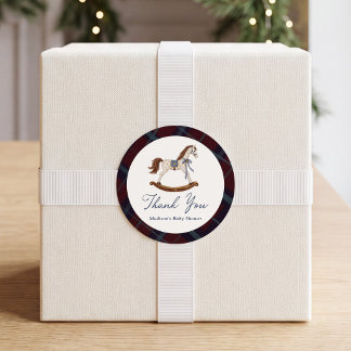 Vintage Rocking Horse Baby Shower Thank You Classic Round Sticker