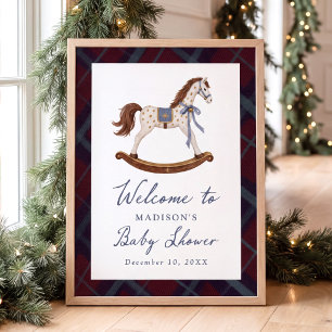 Vintage Rocking Horse Baby Shower Welcome Poster