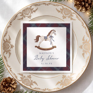 Vintage Rocking Horse Christmas Baby Shower Napkin