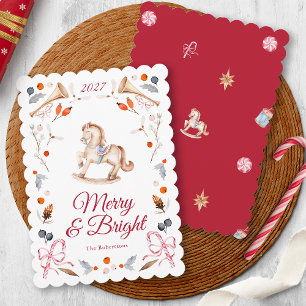 Vintage Rocking Horse Christmas Card