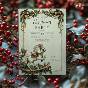 Vintage Rocking Horse Christmas Invitation