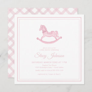 Vintage Rocking Horse Girl Baby Shower Invitation