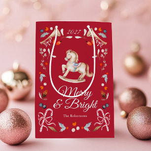 Vintage Rocking Horse Merry & Bright Gift Bag
