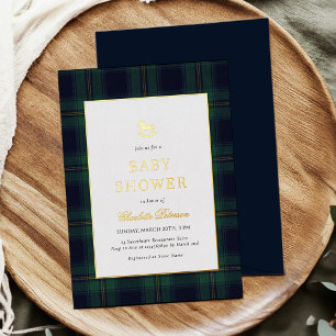 Vintage Rocking Horse Plaid Baby Shower