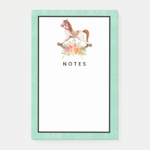 Vintage Rocking Horse with Floral Bouquet Post-it Notes