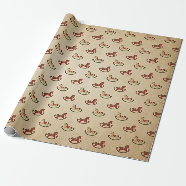 Vintage Rocking Horse Wrapping Paper (Unrolled)