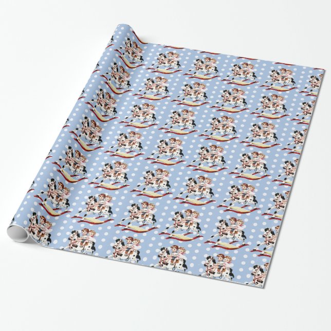Vintage Rocking Horse Wrapping Paper (Unrolled)
