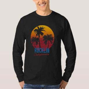 Vintage Rocklin California Palm Trees Sunset CA Re T-Shirt
