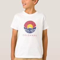 Vintage Rocky Mountain Colorado Sunset Logo