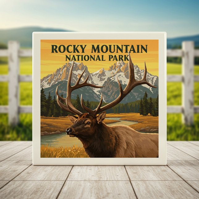 Vintage Rocky Mountain National Park Ceramic Tile (Creator Uploaded)