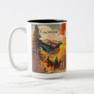 Vintage Rocky Mountains Autumn Custom Text Two-Tone Coffee Mug