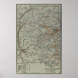 Vintage Rocky Mountains National Park Map (1919) Poster