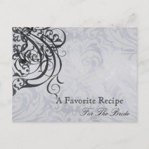 Vintage Rococo Black Bridal Shower Recipe Card