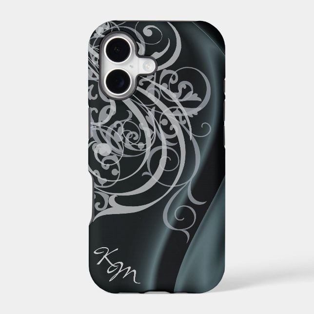 Vintage Rococo Black Silk Barely There Case (Back)