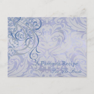 Vintage Rococo Blue Bridal Shower Recipe Card