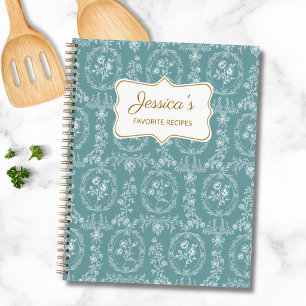 Vintage Rococo Floral Custom Name Recipe Book
