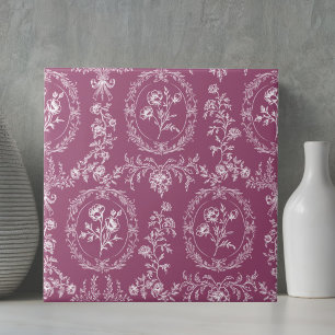 Vintage Rococo Flowers Floral Pattern Ceramic Tile
