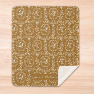 Vintage Rococo Flowers Floral Pattern Personalised Sherpa Blanket