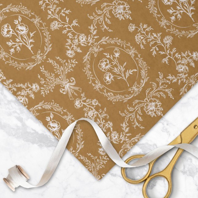 Vintage Rococo Flowers Floral Pattern Tissue Paper (In situ)