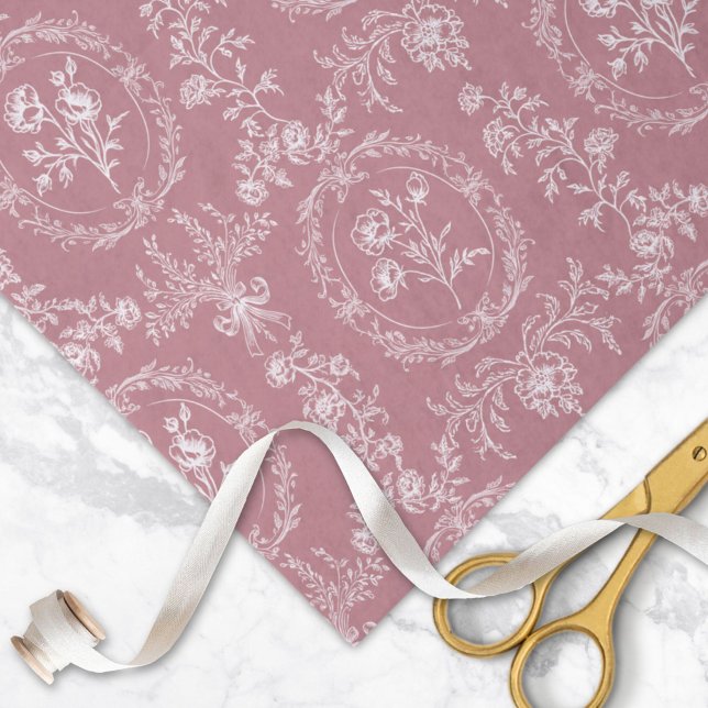 Vintage Rococo Flowers Floral Pattern Tissue Paper (In situ)