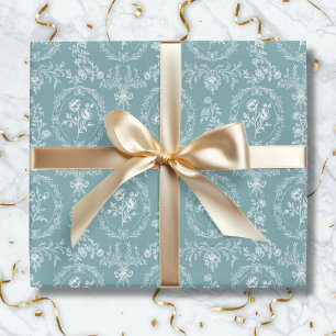 Vintage Rococo Flowers Floral Pattern Wrapping Paper