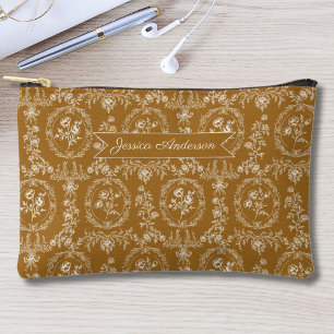 Vintage Rococo Flowers Floral Personalised Name Accessory Pouch