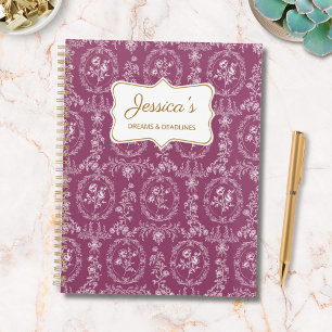 Vintage Rococo Flowers Floral Personalised Name Planner
