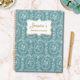 Vintage Rococo Flowers Floral Personalised Name Planner