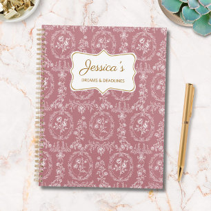 Vintage Rococo Flowers Floral Personalised Name Planner