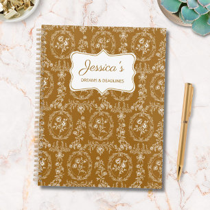 Vintage Rococo Flowers Floral Personalised Name Planner