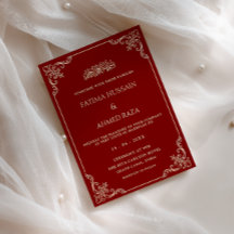 Vintage Rococo Frame Gold Burgundy Muslim Wedding