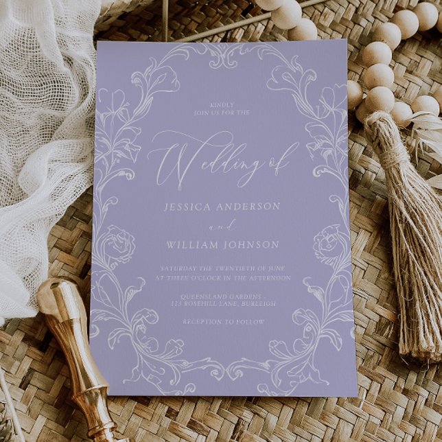Vintage Rococo Line Art Princess Wedding Invitation (Creator Uploaded)