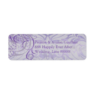 Vintage Rococo Purple Scroll Damask Address Label Return Address Label