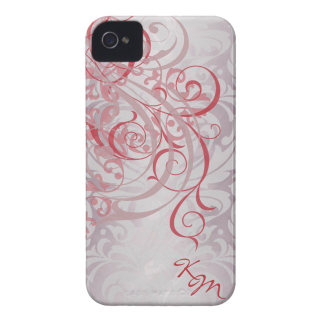 Vintage Rococo Red Monogram  Case (Back)