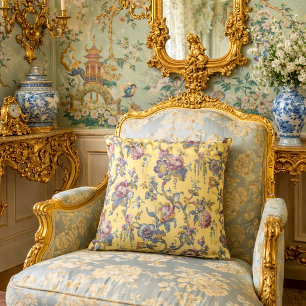 Vintage Rococo Revival Chinoiserie Pattern Cushion