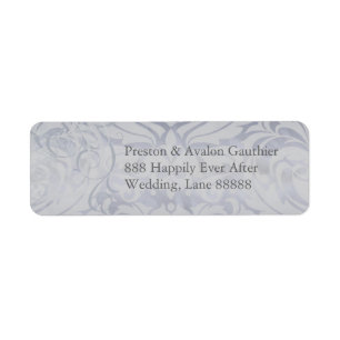 Vintage Rococo Silver Scroll Damask Address Label Return Address Label