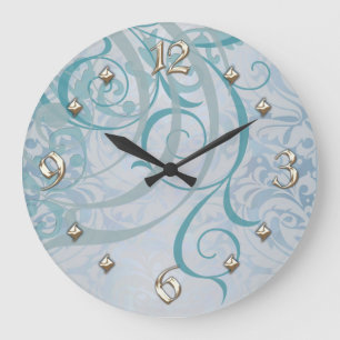 Vintage Rococo Teal Scroll Clock