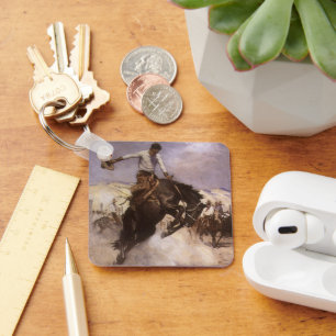 Vintage Rodeo Cowboy, Breezy Riding by WHD Koerner Key Ring