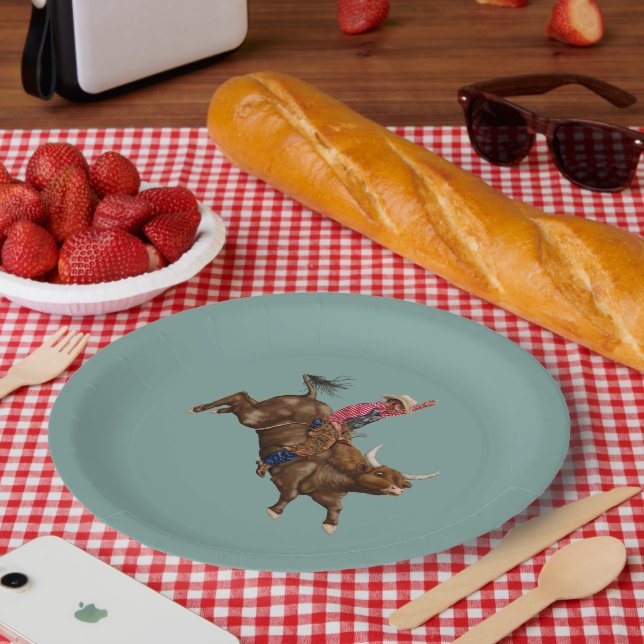Vintage rodeo cowboy paper plate (Picnic)
