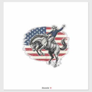 Vintage Rodeo Cowboy Patriotic Horse Rider Vector_