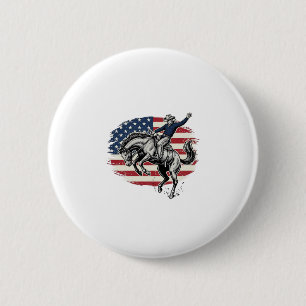 Vintage Rodeo Cowboy Patriotic Horse Rider Vector_ 6 Cm Round Badge