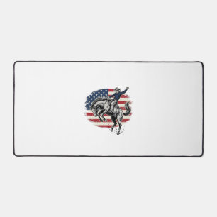 Vintage Rodeo Cowboy Patriotic Horse Rider Vector_ Desk Mat