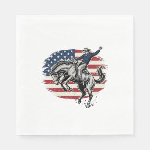 Vintage Rodeo Cowboy Patriotic Horse Rider Vector_ Napkin
