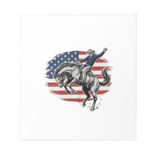 Vintage Rodeo Cowboy Patriotic Horse Rider Vector_ Notepad