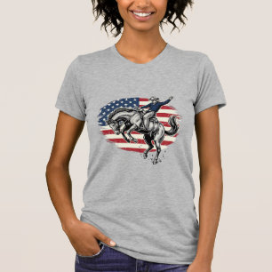 Vintage Rodeo Cowboy Patriotic Horse Rider Vector_ T-Shirt
