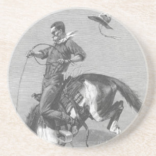 Vintage Rodeo Cowboys, Bucking Bronco by Remington Coaster