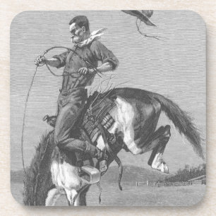 Vintage Rodeo Cowboys, Bucking Bronco by Remington Coaster