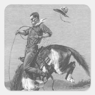 Vintage Rodeo Cowboys, Bucking Bronco by Remington Square Sticker