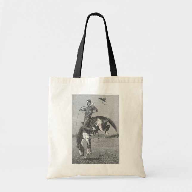 Vintage Rodeo Cowboys, Bucking Bronco by Remington Tote Bag (Front)